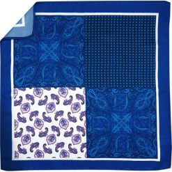 Kobaltowa poszetka w 4 wzory E243. Niebieskie poszetki męskie Modini Moda Męska, bez wzorów, casualowe. Za 33,00 zł.
