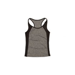 T-shirt damski fitness sportowy. Szare topy sportowe damskie TXM, bez wzorów, bez kołnierzyka, bez rękawów, bez kaptura, trekkingowe. Za 14,99 zł.