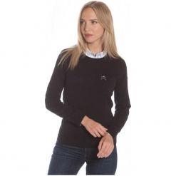 Polo Club C.H..A Sweter Damski L Czarny. Czarne swetry klasyczne damskie Polo Club C.H..A, l, z okrągłym kołnierzem. W wyprzedaży za 229,00 zł.
