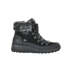 Rieker Buty Czarny female czarny 41. Czarne botki damskie Rieker, z zamszu, bez obcasa, na sznurówki. Za 339,00 zł.