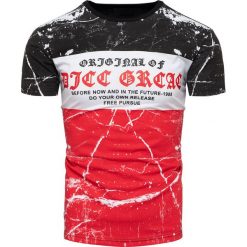 Koszulka męska t-shirt z nadrukiem czerwony Recea. Czerwone koszulki męskie Recea, s, z nadrukiem, z bawełny, klasyczne, bez kołnierzyka, bez rękawów. W wyprzedaży za 14,99 zł.