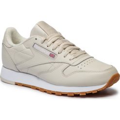 Buty Reebok - Cl Leather Mu DV7171 Alabaster/White. Brązowe półbuty damskie Reebok, na co dzień, bez wzorów, ze skóry, bez obcasa, na płaskiej podeszwie, bez zapięcia. W wyprzedaży za 229,00 zł.