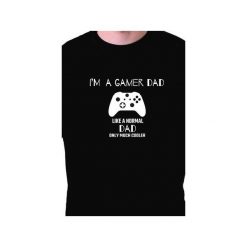 T-shirt męski GAMER DAD. Czarne t-shirty męskie Funfara, xxl, bez wzorów, bez kołnierzyka. Za 89,00 zł.