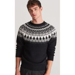 Wzorzysty sweter - Szary. Szare swetry męskie Reserved, s, bez wzorów, bez kołnierzyka, bez kaptura. Za 119,99 zł.