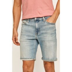 Calvin Klein Jeans - Szorty jeansowe. Niebieskie spodenki i szorty męskie Calvin Klein Jeans, z aplikacjami, z elastanu, casualowe. Za 299,90 zł.