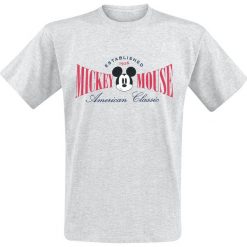Myszka Miki i Minnie American Classic T-Shirt odcienie szarego. Szare t-shirty męskie marki Myszka Miki i Minnie, m, z nadrukiem, z okrągłym kołnierzem. Za 36,90 zł.