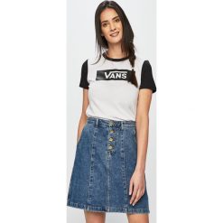 Vans - Top. Białe bluzki damskie Vans, s, z nadrukiem, z bawełny, casualowe, z okrągłym kołnierzem. W wyprzedaży za 89,90 zł.