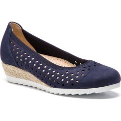 Espadryle GABOR - 22.642.36 Blue (Jute). Niebieskie espadryle damskie marki Gabor, bez wzorów, ze skóry, bez obcasa, na koturnie. Za 399,00 zł.