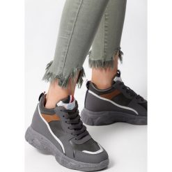 Szare Sneakersy Baylee. Szare buty sportowe damskie Born2be, bez wzorów, z nubiku, klasyczne. Za 99,99 zł.
