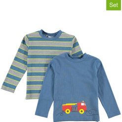 Koszulki (2 szt.) w kolorze niebiesko-szarym. Niebieskie t-shirty chłopięce z długim rękawem Lamino Fashion, z nadrukiem, z bawełny. W wyprzedaży za 45,95 zł.