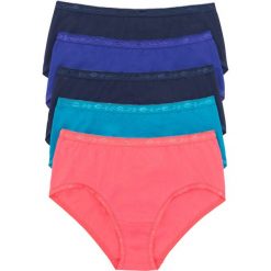 Figi "maxi" (5 par) bonprix niebieski + jasnoróżowy + turkusowy. Niebieskie figi bonprix. Za 64,95 zł.