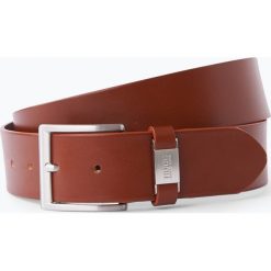 HUGO - Męski pasek skórzany, beżowy. Brązowe paski męskie marki HUGO, w paski, eleganckie. Za 229,95 zł.