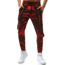 Joggery męskie: Spodnie męskie joggery camo czerwone (ux1129)