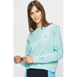 Tommy Jeans - Bluza. Niebieskie bluzy damskie Tommy Jeans, s, z nadrukiem, z elastanu, bez rękawów, bez kaptura. W wyprzedaży za 259,90 zł.