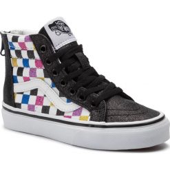Tenisówki VANS - Sk8-Hi Zip VN0A4BUXV3P1 (Glitter Chkrbr)Blktwht. Czarne półbuty dziewczęce Vans, na sznurówki. Za 259,00 zł.