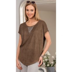 Bluzka khaki TA2323. Brązowe bluzki damskie marki Fasardi, m. Za 49,00 zł.