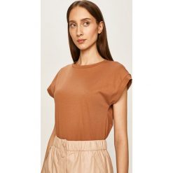 Answear - T-shirt. Pomarańczowe bluzki damskie ANSWEAR, s, bez wzorów, z bawełny, z okrągłym kołnierzem. Za 49,90 zł.