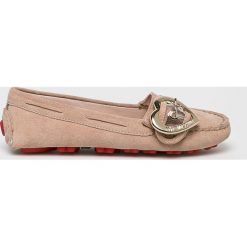 Love Moschino - Baleriny. Różowe baleriny damskie Love Moschino, bez wzorów, ze skóry, bez obcasa. W wyprzedaży za 579,90 zł.