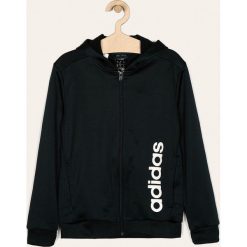 Adidas - Bluza dziecięca 128-176 cm. Niebieskie bluzy chłopięce Adidas, z nadrukiem, z poliesteru, bez rękawów, z kapturem. Za 169,90 zł.