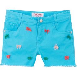 Szorty dziewczęce twillowe bonprix błękit laguny. Niebieskie spodnie dziewczęce bonprix, na lato, z nadrukiem, z elastanu. Za 32,99 zł.