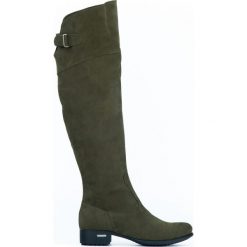 Kozaki - skóra naturalna - model 128 - kolor oliwka. Szare kozaki damskie Zapato, na co dzień, na zimę, z jeansu, eleganckie, przed kolano, na wysokim obcasie, na obcasie, bez zapięcia. W wyprzedaży za 367,50 zł.