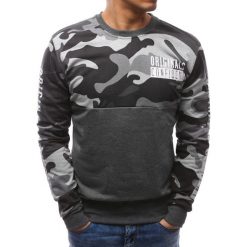 Bluzy męskie: Bluza męska z nadrukiem camo antracytowa (bx3471)