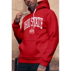Bluza męska DORMAN RED. Czerwone bluzy męskie IVET, xl, z nadrukiem, bez kołnierzyka, bez rękawów, z kapturem. W wyprzedaży za 9,00 zł.
