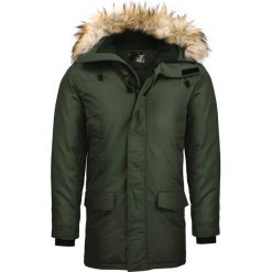 Kurtka męska parka z kapturem khaki Recea. Brązowe kurtki męskie Recea, na zimę, s, bez wzorów, z kapturem. W wyprzedaży za 199,99 zł.