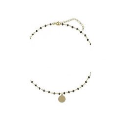 Srebrny pozłacany naszyjnik choker z czarnymi onyksami i kołem. Żółte naszyjniki damskie Atdiament, z onyksem, srebrne. Za 139,00 zł.