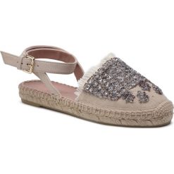 Espadryle TWINSET - Espadrillas 191TCT05G Marzapane 03720. Brązowe espadryle damskie marki Twinset, bez wzorów, ze skóry, bez obcasa. Za 839,00 zł.
