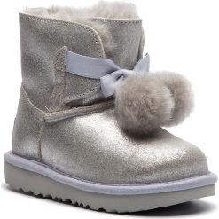 Buty UGG - T Gita Glitter 1019701T T/Slvr. Szare śniegowce dziewczęce Ugg, bez zapięcia. W wyprzedaży za 429,00 zł.