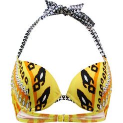 Biustonosz bikini "Cavalaire" w kolorze żółto-czarno-białym. Żółte bikini marki Val d´Azur, z haftami, z materiału. W wyprzedaży za 165,95 zł.