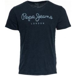 Pepe Jeans T-Shirt Męski Essential Denim Tee Xxl Ciemnoniebieski. Czarne koszulki męskie Pepe Jeans, xxl, bez wzorów, z bawełny, bez kołnierzyka, bez rękawów. Za 169,00 zł.