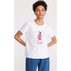 T-shirt z grafika - Kremowy. Białe t-shirty damskie Reserved, s, bez wzorów, bez kołnierzyka. Za 69,99 zł.