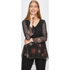 Desigual - Bluzka. Czarne bluzki damskie Desigual, na co dzień, s, bez wzorów, z elastanu, bez kołnierzyka, bez rękawów. W wyprzedaży za 159,90 zł.