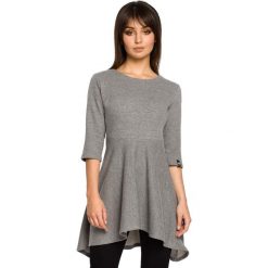 Szara Sukienka-Tunika z Rękawem 1/2. Szare bluzki damskie Molly.pl, s, bez wzorów, z elastanu, eleganckie, bez kołnierzyka, z krótkim rękawem. Za 129,90 zł.