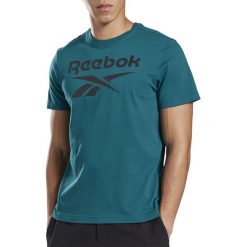 REEBOK STACKED > FP9146. Koszulki męskie Reebok, m, z aplikacjami, z bawełny, klasyczne, z okrągłym kołnierzem, z krótkim rękawem, krótkie. Za 89,99 zł.