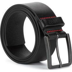 Pasek Męski HUGO - Gionio 50385358 001. Czarne paski męskie HUGO, w paski, ze skóry. Za 219,00 zł.