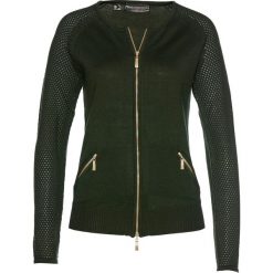 Sweter rozpinany bonprix nocny oliwkowy. Zielone swetry damskie bonprix, bez wzorów, klasyczne, bez rękawów, bez kaptura. Za 109,99 zł.