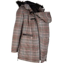 Płaszcz ciążowy i na nosidełko, w kratę bonprix czarny w kratę. Czarne płaszcze damskie bonprix, bez wzorów, klasyczne, moda ciążowa. Za 199,99 zł.