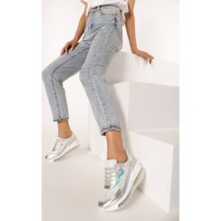 Srebrne Sneakersy Nedali. Szare koturny damskie Born2be, bez obcasa, na koturnie, na sznurówki. Za 129,99 zł.