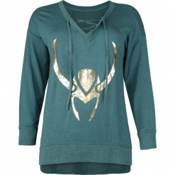 Thor Her Universe - Loki - Goldener Helm Sweter damski petrol melanż. Szare swetry oversize damskie marki Thor, l. Za 164,90 zł.