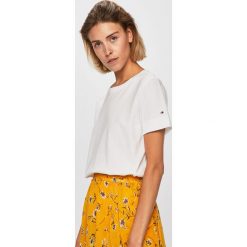 Tommy Hilfiger - Top. Białe bluzki damskie TOMMY HILFIGER, s, bez wzorów, z bawełny, z okrągłym kołnierzem. W wyprzedaży za 139,90 zł.