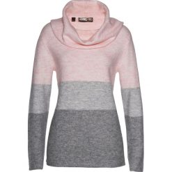 Sweter z golfem bonprix pastelowy jasnoróżowy - jasnoszary melanż - szary melanż. Różowe swetry damskie bonprix, bez wzorów, bez rękawów. Za 109,99 zł.