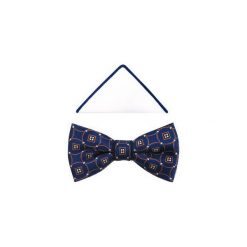 Granatowa mucha męska z pomarańczowo-białym wzorem A259. Pomarańczowe muszki męskie Modini Moda Męska, na co dzień, bez wzorów, z tkaniny, eleganckie. Za 44,55 zł.