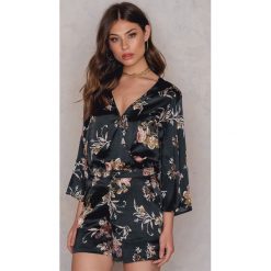 Szorty damskie: NA-KD Boho Szorty we wzory z wysokim stanem – Black,Green