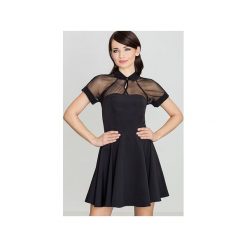 Sukienka K399 Czarny. Czarne sukienki damskie marki Lenitif, m, bez wzorów, eleganckie, bez kołnierzyka, z krótkim rękawem, krótkie, mini. Za 149,00 zł.