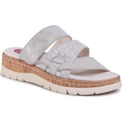 Klapki JANA - 8-27400-24 Grey/Silver 212. Szare klapki damskie Jana, bez wzorów, ze skóry, bez obcasa. W wyprzedaży za 159,00 zł.