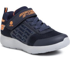 Sneakersy SKECHERS - Dyna-Lights 90740L/NVOR Nvy/Orng. Niebieskie trampki chłopięce Skechers, bez wzorów, ze skóry ekologicznej, na rzepy. W wyprzedaży za 189,00 zł.