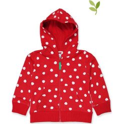 Bluza w kolorze czerwono-białym. Czerwone bluzy chłopięce rozpinane Toby Tiger, w kropki, z bawełny, z kapturem. W wyprzedaży za 129,95 zł.